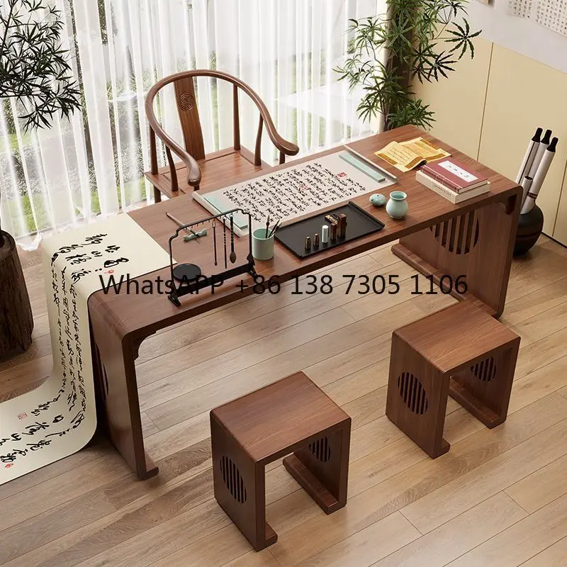 

Solid wood Sinology table Long study antique school One meter log training table