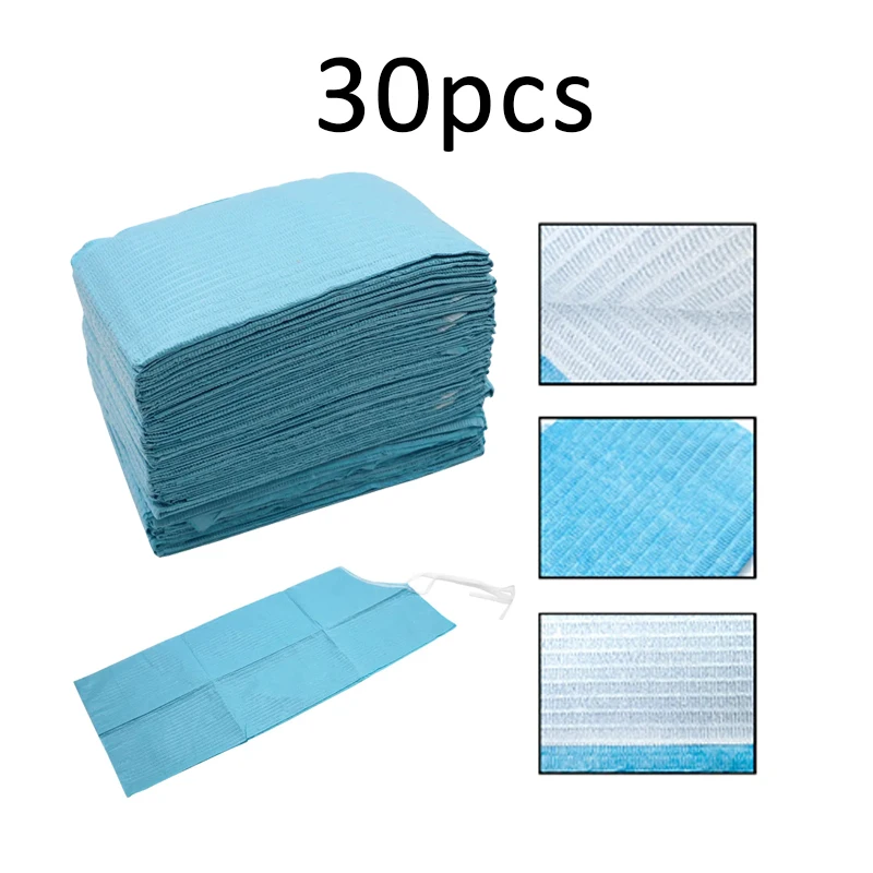 30pcs Dental Clean Pad Disposable Medical Paper Neckerchief Foldable Waterproof Dental Paper Scarf Lacing