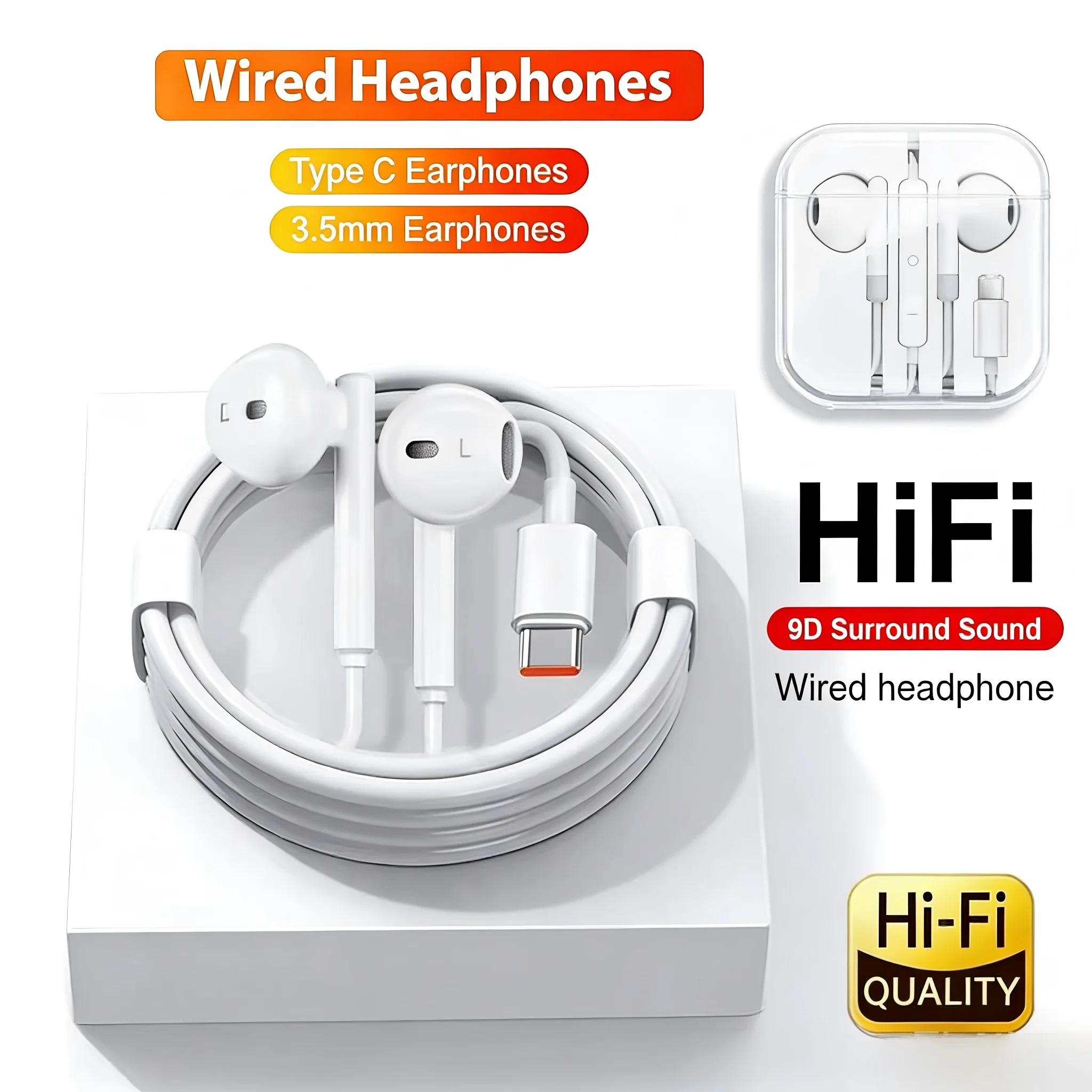 Type C Wired Headphones For Xiaomi 17 15 14 13 12 11 Pro Ultra Lite 3.5MM Earphone For POCO Huawei Samsung Earbuds Accessories