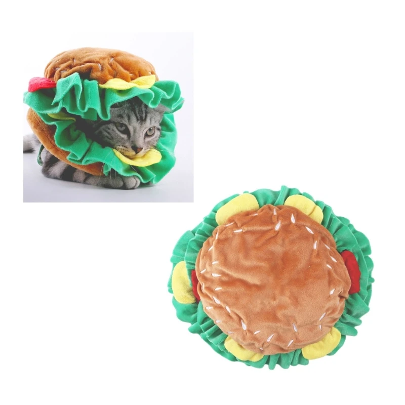 Kitten Headwear Hat Soft Hamburger Headwear Hat for Dogs Festival Gift Halloween Supplies