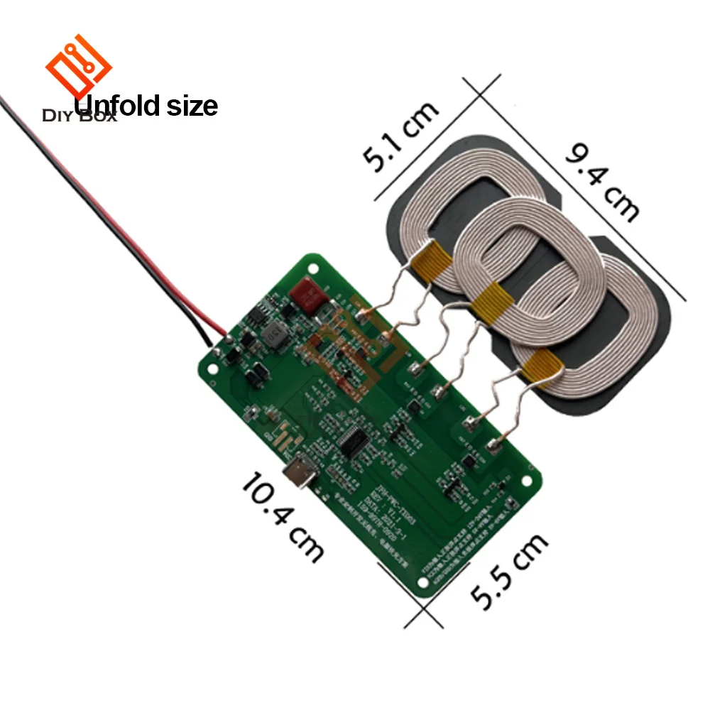 12V 5V 2A Qi bezprzewodowa szybka ładowarka nadajnik ładujący moduł płytka 5W/10W/15W/18W/20W + cewka do samochodu iPhon