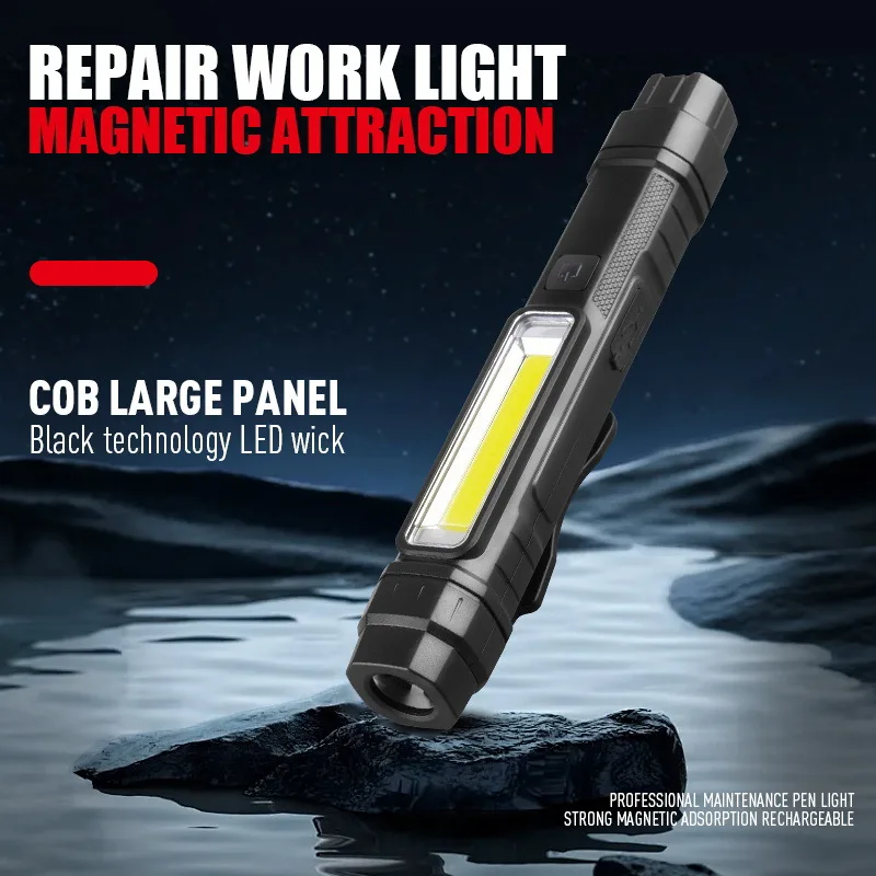 

COB Super Bright Magnetic Work Light Rechargeable Camping Torch Portable Flashlight for Auto Repair Mechanical Maintenance