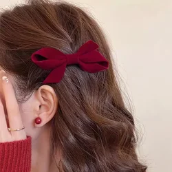 Velvet Red Black Bow Bangs Clip Girls Mini Bows Hair Side Clips Women Girls Sweet Cute Barrettes Headwear Styling Accessories