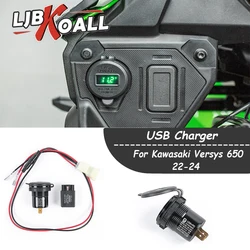 Versys650 USB Charger For Kawasaki Versys 650 2022-2024 Motorcycle Camera Cellphone USB Fast Charger with Relay