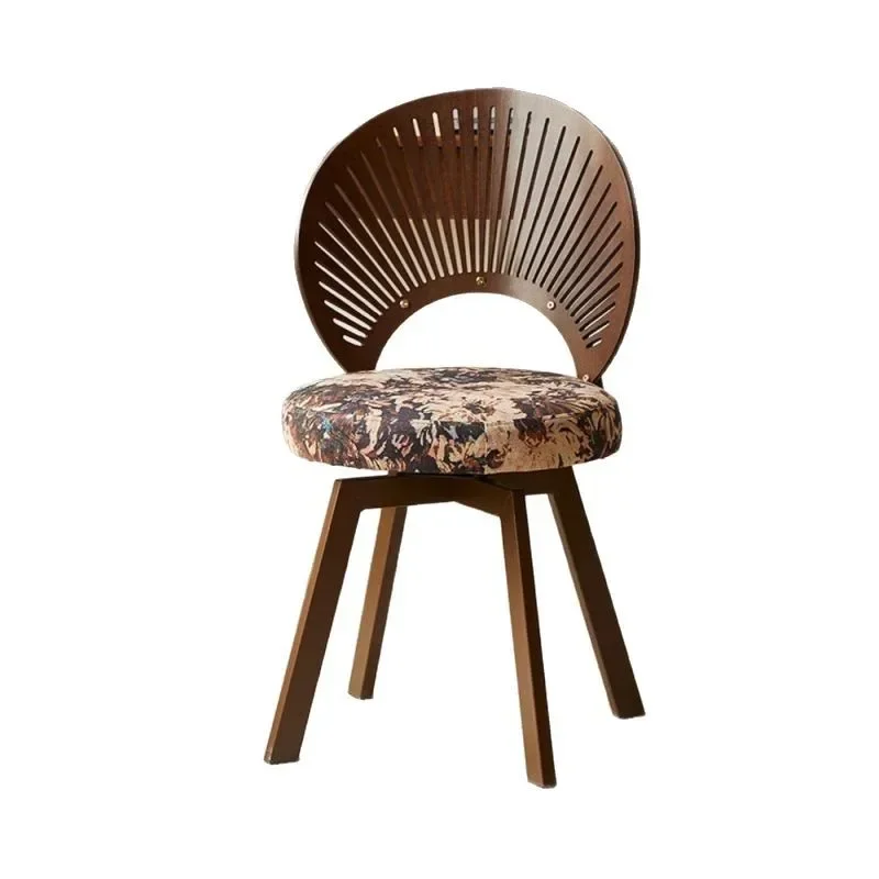 Chair Solid wood home computer chair, bedroom dressing and makeup chair 360 degree rotating living room dining chair
