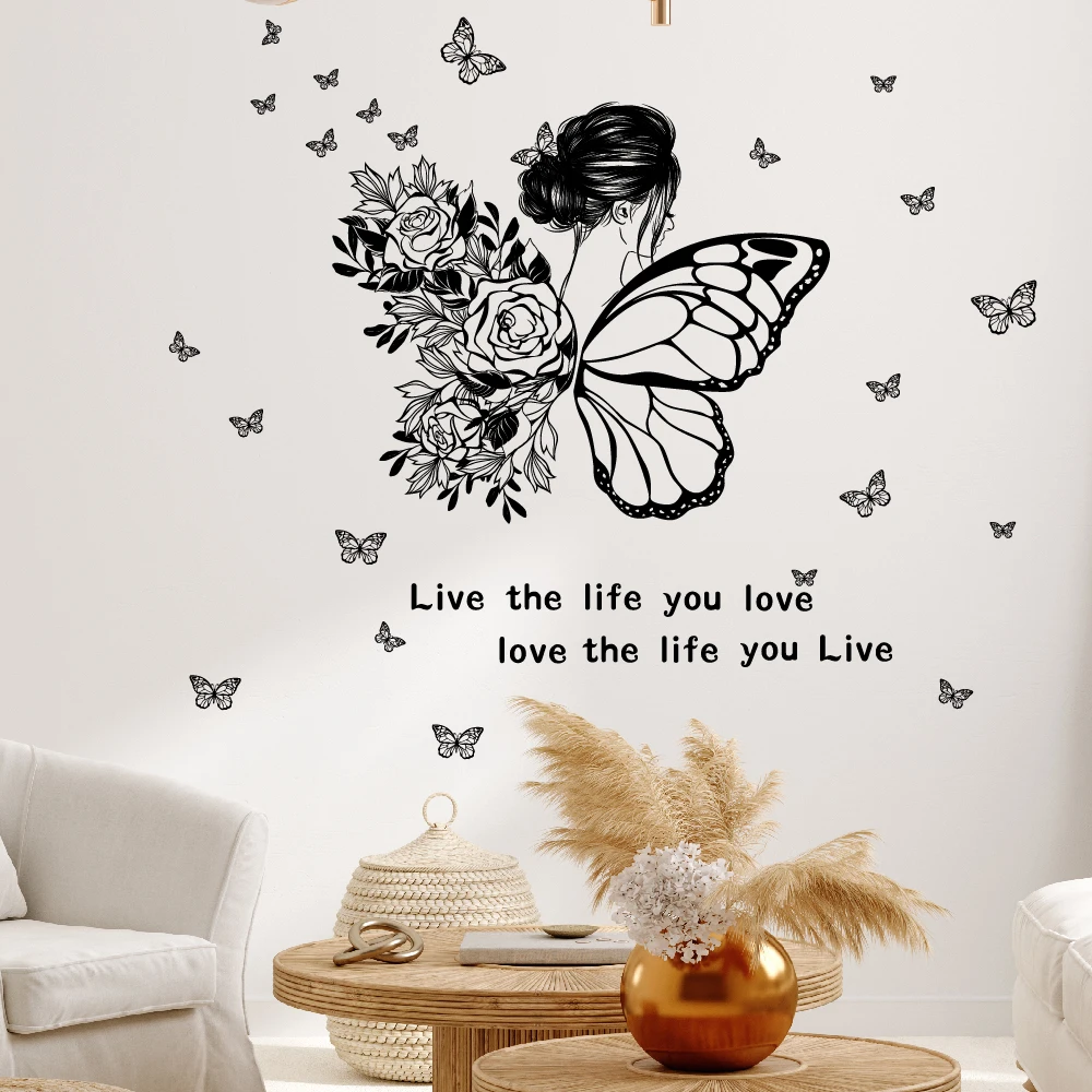 girls room decoration 3d inspirational butterfly wall sticker self adhesive encouraging wing wall decal for bedroom
