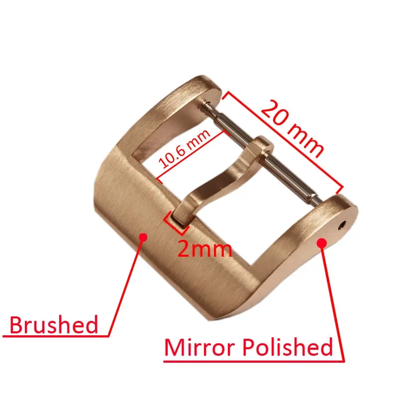 Cronos 20mm Strap Pin Buckle Bronze CUSN8 Brushed 2mm Tongue with Spring Bar Retro Universal Watchband Buckle Watch Accessories