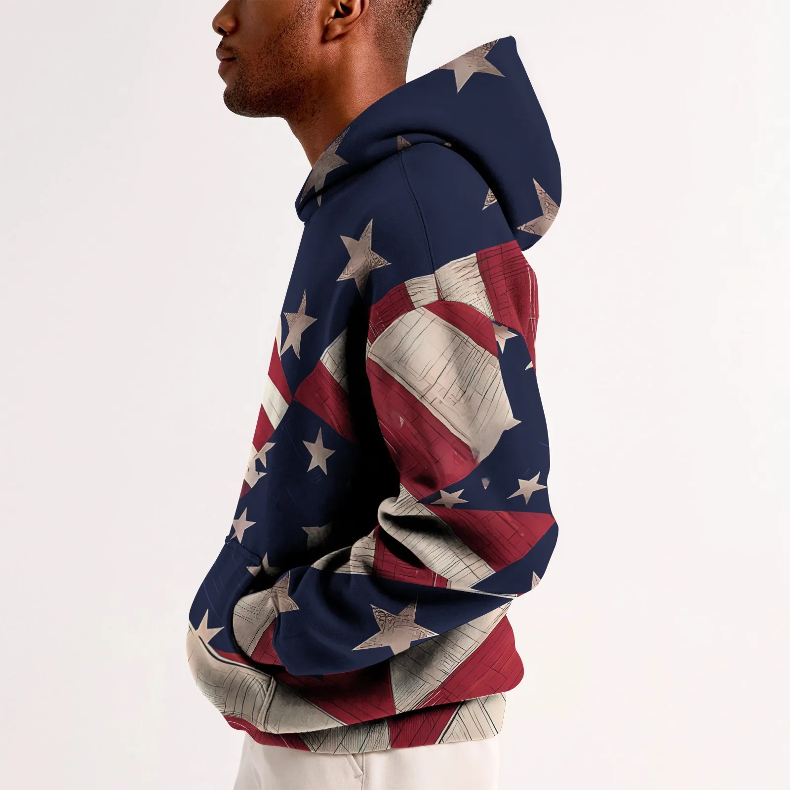 Harajuku Men's Hoodies USA Flag Graphic 3d Print Hooded Sweatshirts Street Fashion Independence Day Loose y2k Hoodie Men Clothin