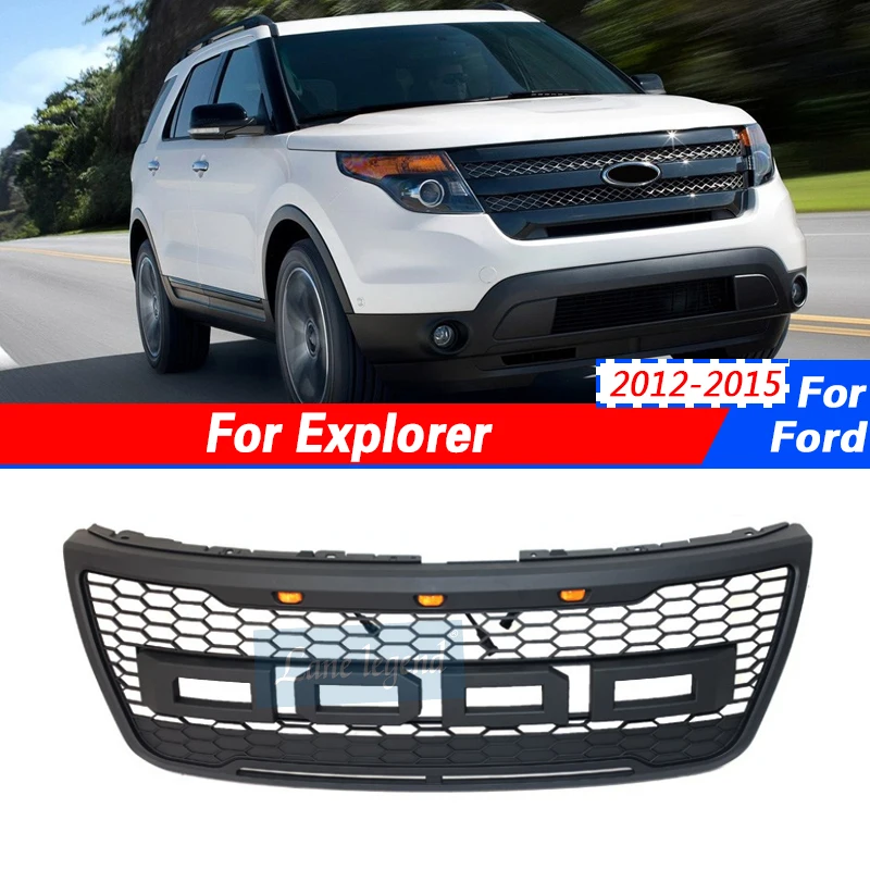 

Fit for Ford Explorer 2012-2015 grille with LED light Front bumper modification grill accessories decorative strip