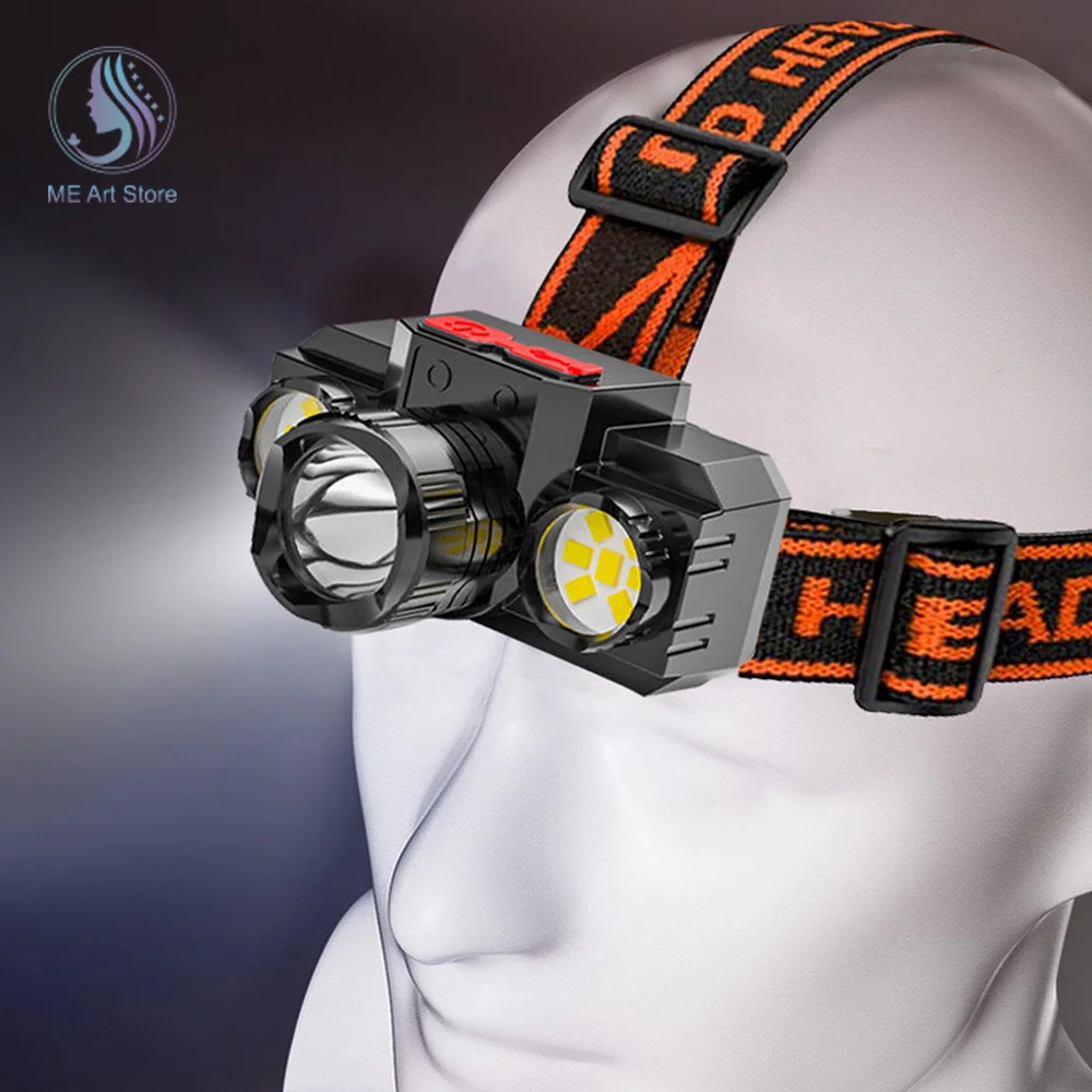 Portable LED Headlamp Mini Waterproof Headlight USB Rechargeable Fishing Lantern Super Bright Head Light 4 Modes Front Torch