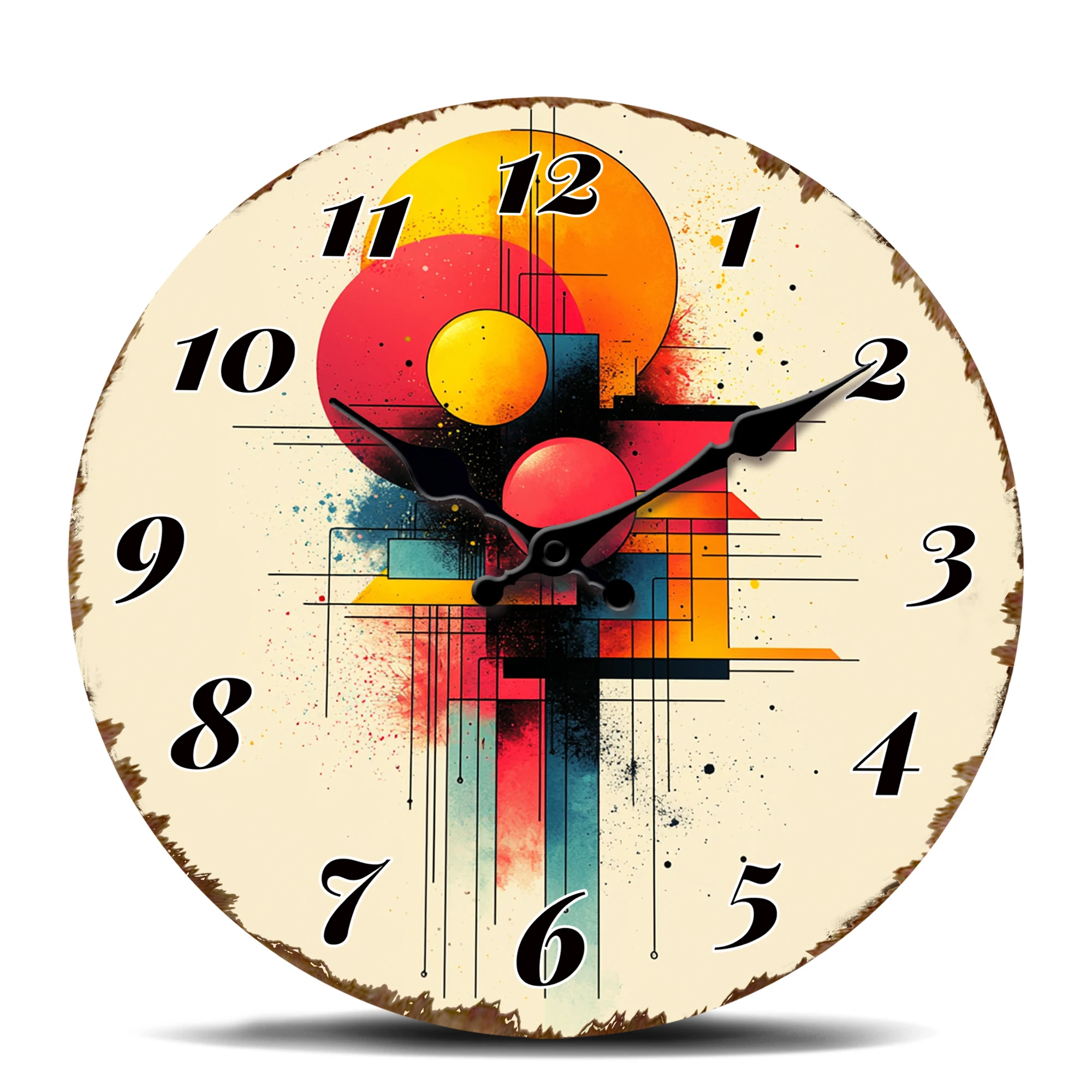 Abstract Color Splash Wall Clock, Modern Art Painting Decorative Clock, Unique Splatter Design Round Wall Watch for Contemporary