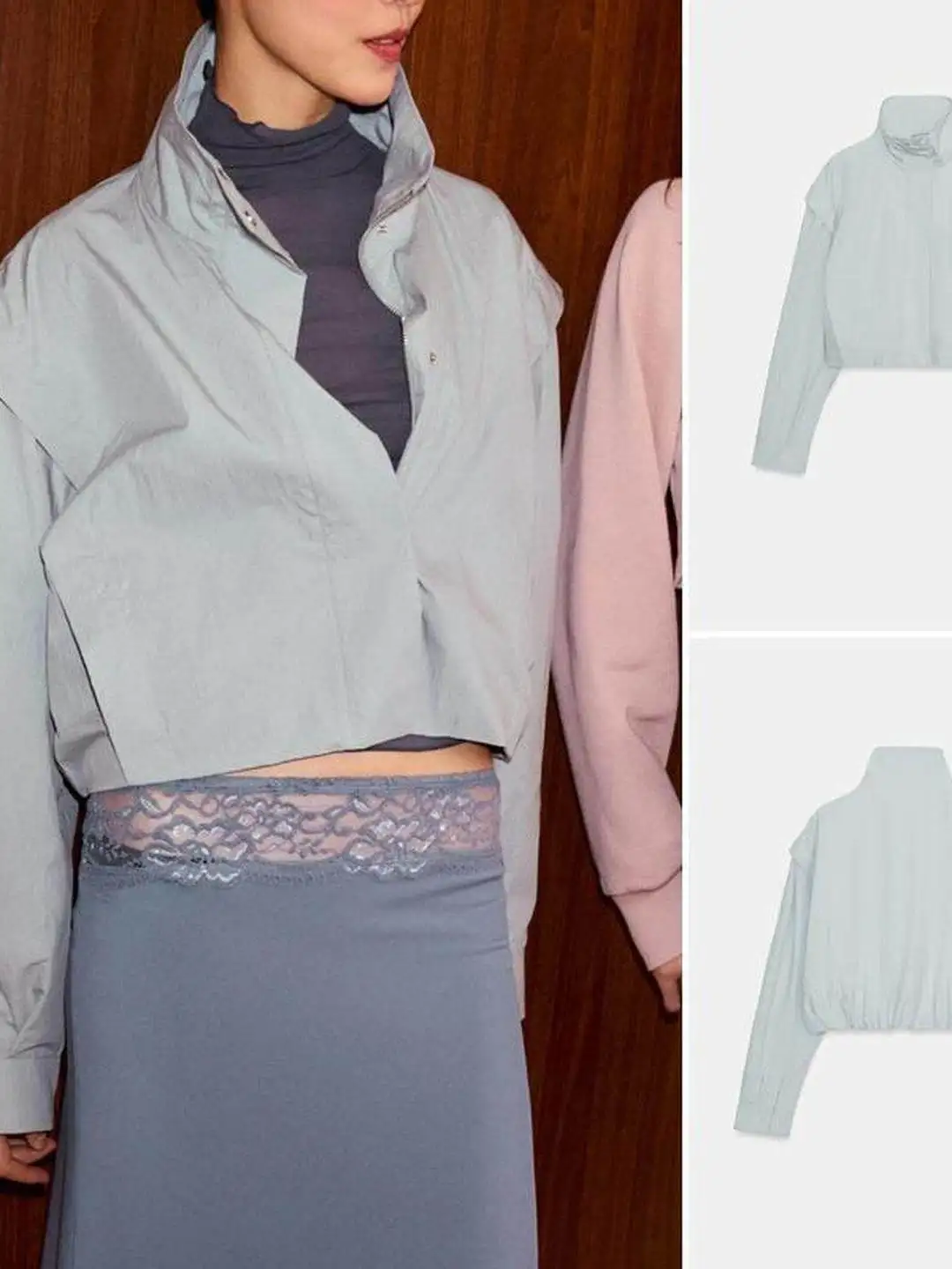 Casual Style Short Coat Spring Commute Wind Long Sleeve Stand Collar Zipper Hidden Button Jacket Women's Polyester Fiber