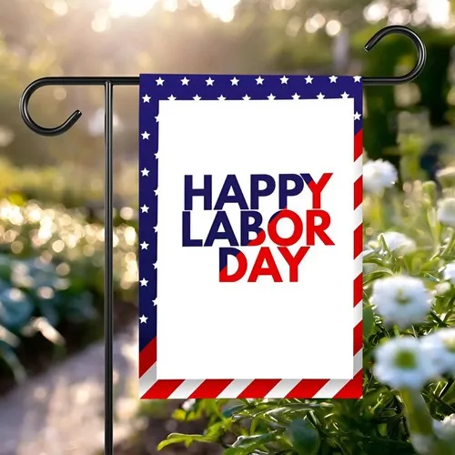 Minimalist Labor Day Garden Flag Patriotic Red White Blue Outdoor Yard Banner RRM IIX SSL