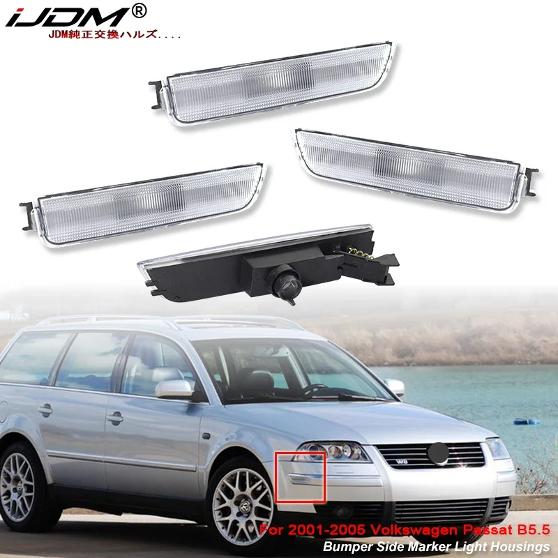 iJDM Front Rear Bumper Side Marker Lamp Housings For Volkswagen Passat B5.5 2001-2005 Turn Signal Parking Light Car Accessories