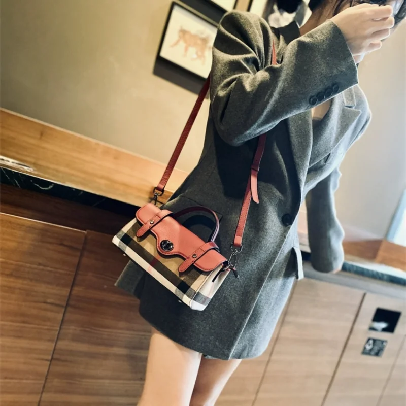 Echt leder Mode Plaid Umhängetaschen für Frauen neue Luxus kleine Umhängetasche weibliche Marke Designer Trends Handtaschen