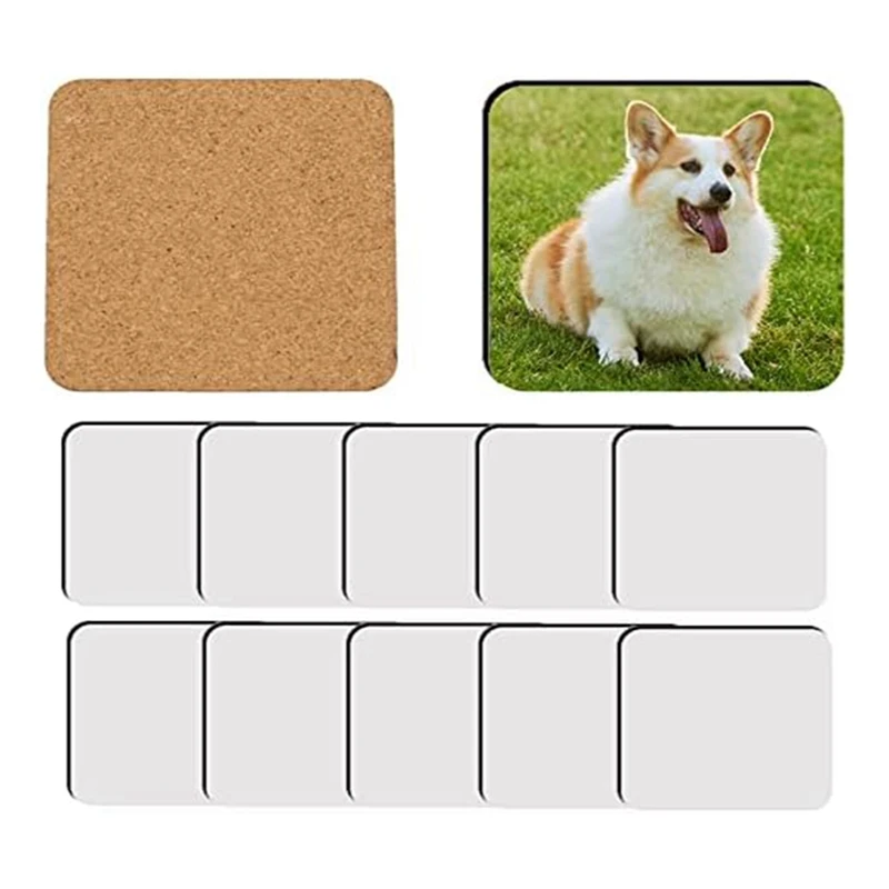 

12 Pcs Sublimation Square Coaster Blank MDF Cork Coasters Blanks Bulk MDF DIY Coasters