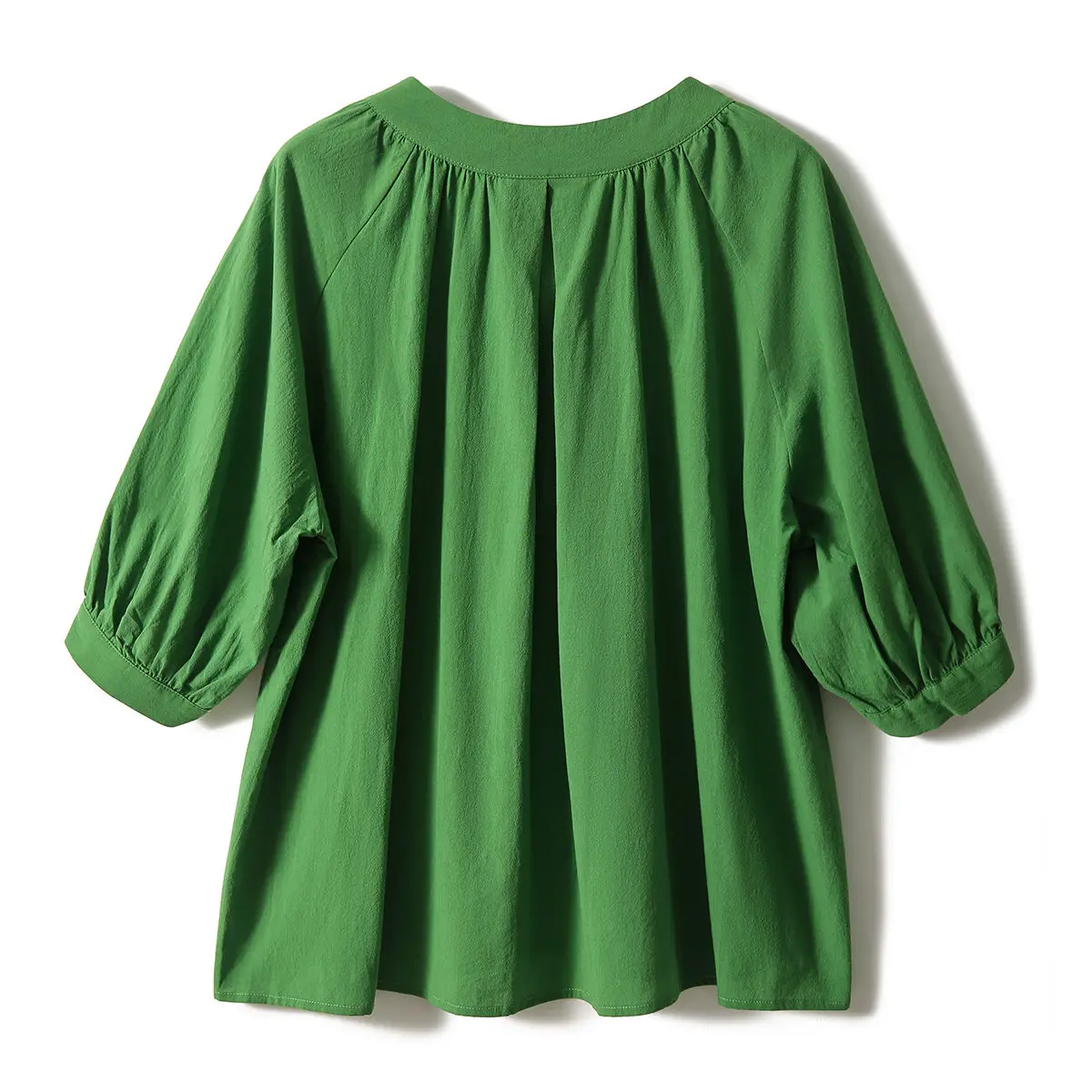 قميص بأكمام منتفخة بلون سادة للنساء مع تصميم متخصص، قميص جديد فضفاض ومتعدد الاستخدامات