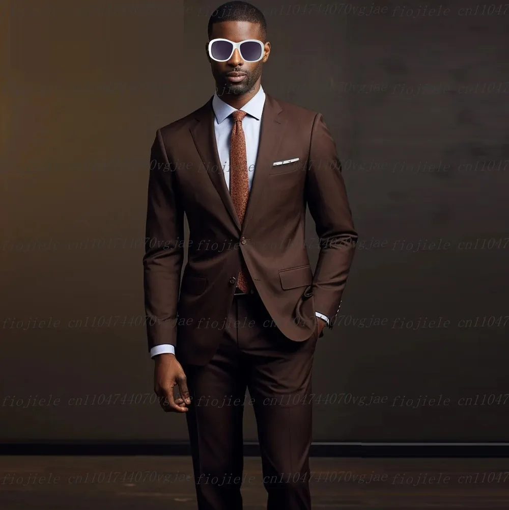 

Темно-коричневый мужской костюм по индивидуальному заказу для торжественных случаев, свадебной вечеринки, жениха, жениха, делового выпускного вечера, мужские смокинги, комплект из 2 предметов, куртка, брюки