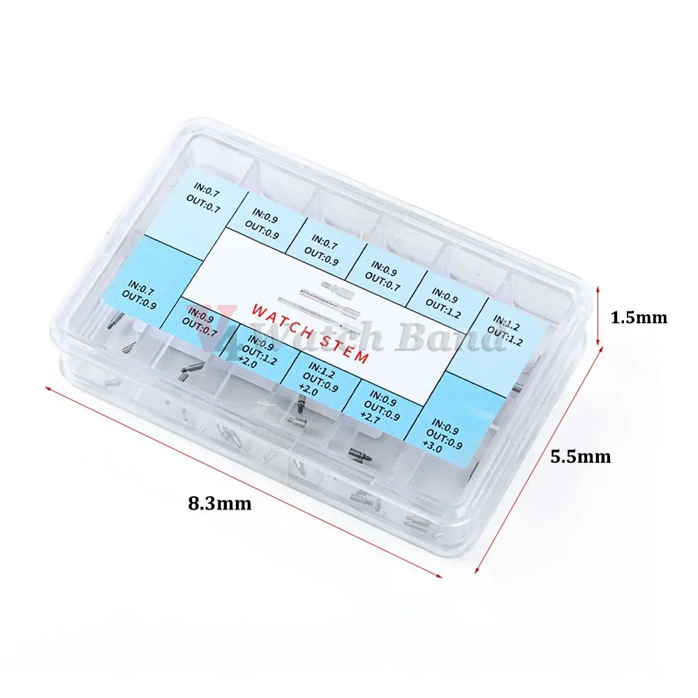 1 Box Watch Winding Stem Extender Stainless Steel Watch Stem Extender 0.7 to 0.9 Repair Part For Watchmaker Watch Accessories