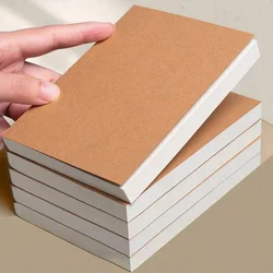 A6 Pocket Thickened Notebook 256 Pages 128 Line Blank Grid Inner Pages Kraft Paper Cover Small Notepad Book