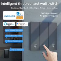 EweLink Bluetooth +WIFI Smart Wall Light Switch Neutral Push Button Interruptor Curtain Switch 1 2 3 Gangs for Alexa Google Home