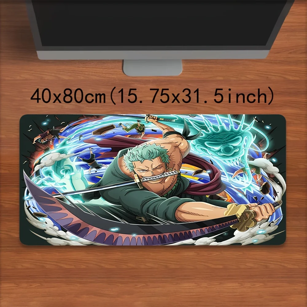 Tappetino per mouse da gioco anime R-Roronoa-Zoro - Tappetino da scrivania grande in gomma antiscivolo con opere d'arte di caratteri vibranti, ufficio durevole e giochi S