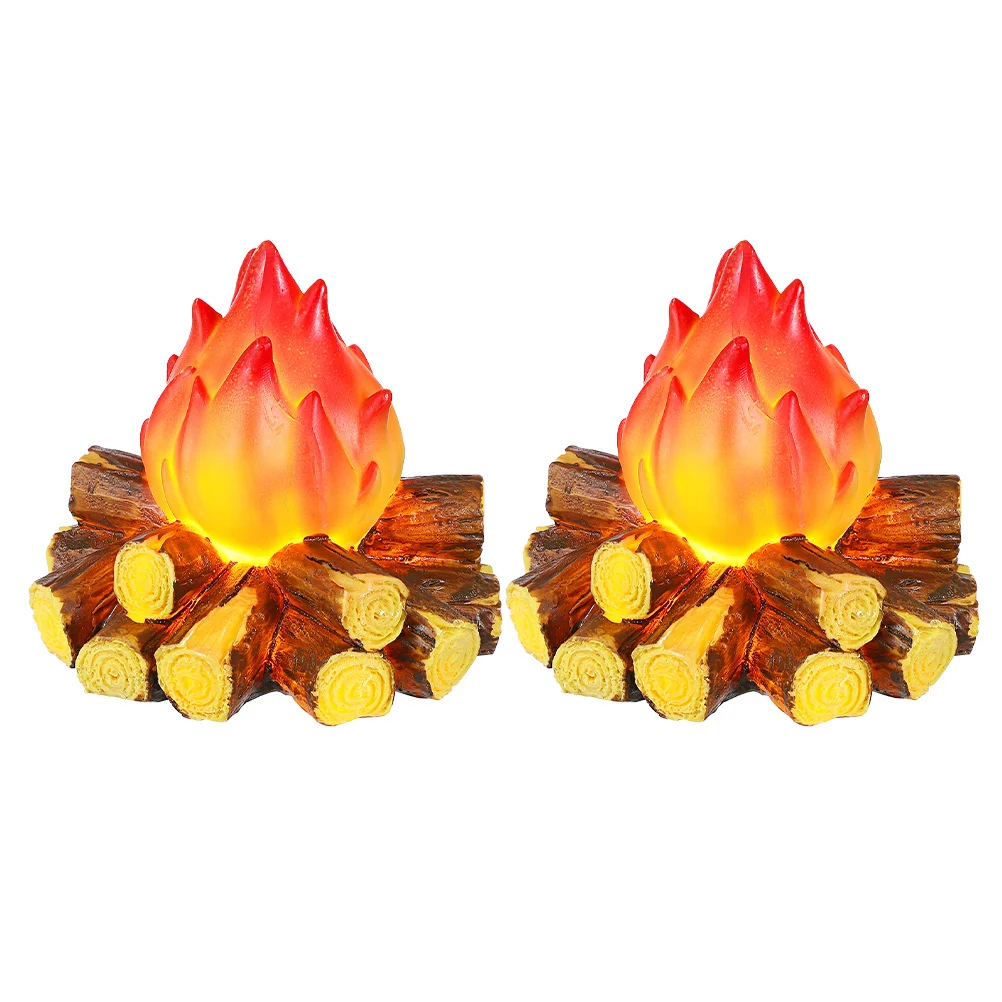 

2Pcs LED Fake Fire Flame Lantern Simulated Campfire Night Light Realistic Flame Effect Decorative Outdoor Lamp