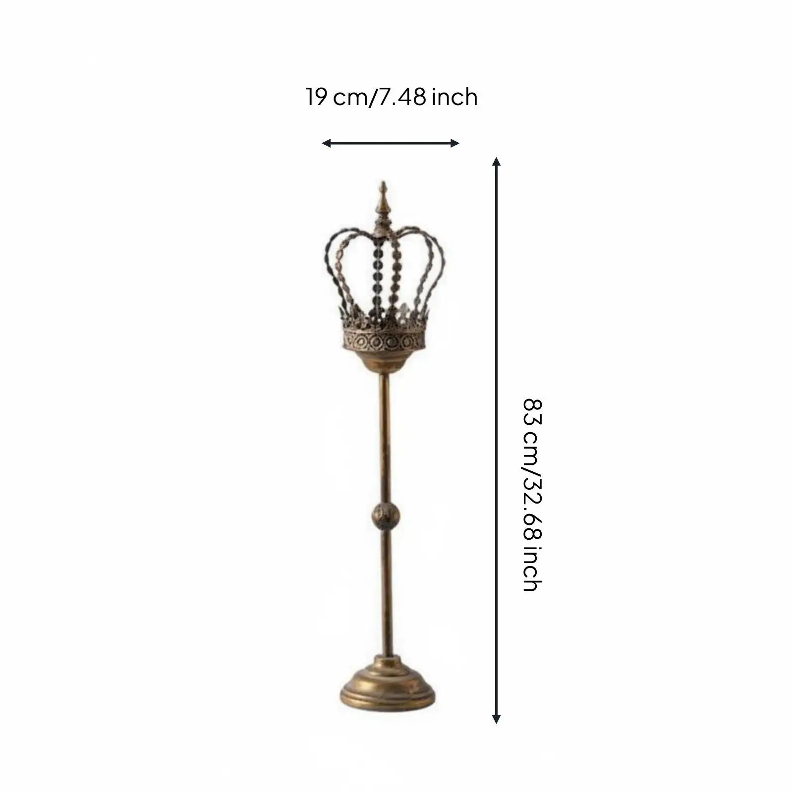 Antique Crown Candle Holder Ornamental Design Crown Candle Stand Weighted Base Classic Floor Candlestick for Living Room,