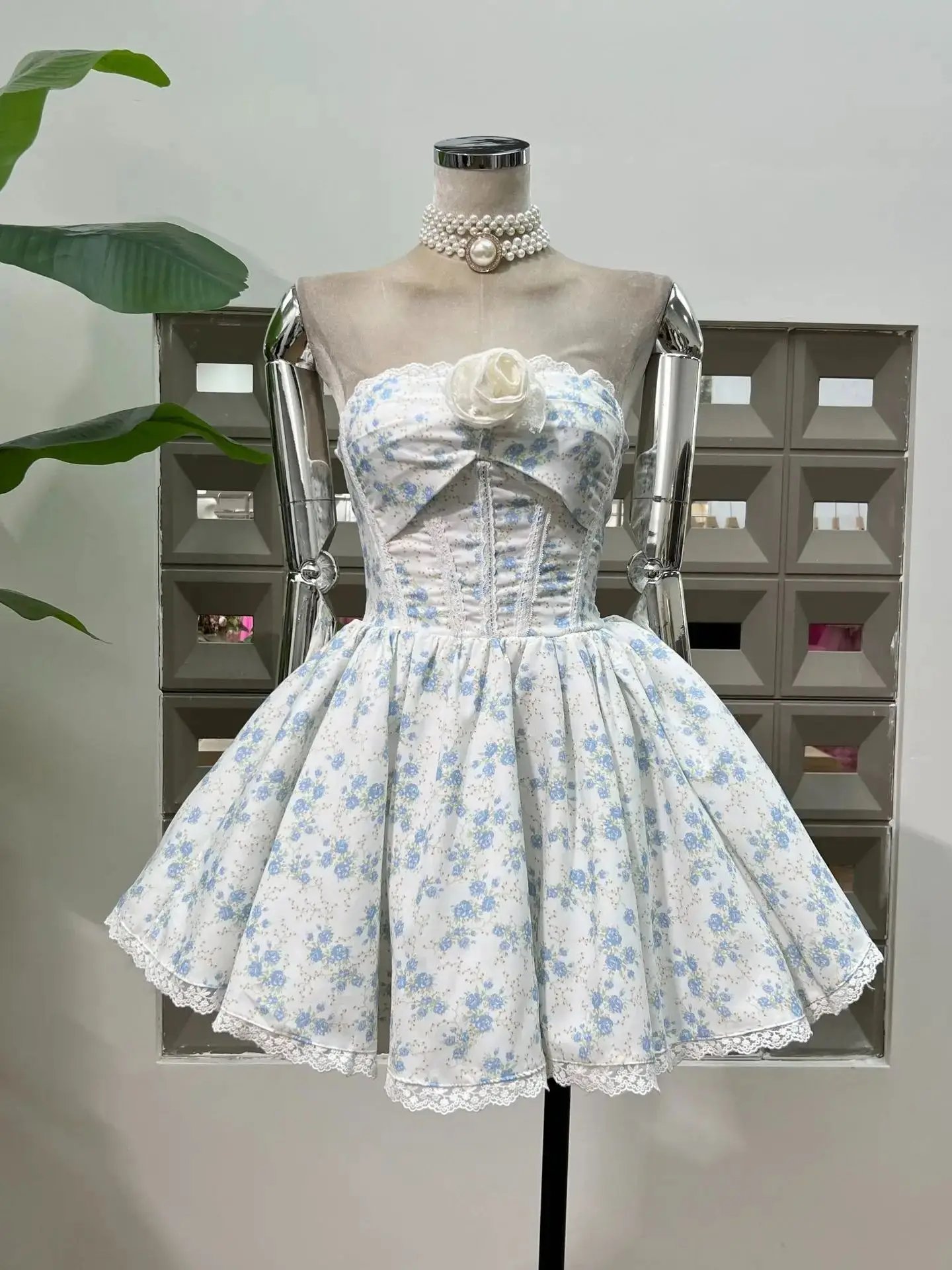 

Women's Dresses Romantic Lace Floral Printed Short Summer Dress New Arrival Puffy Princess Birthday Party Club Evening Gowns