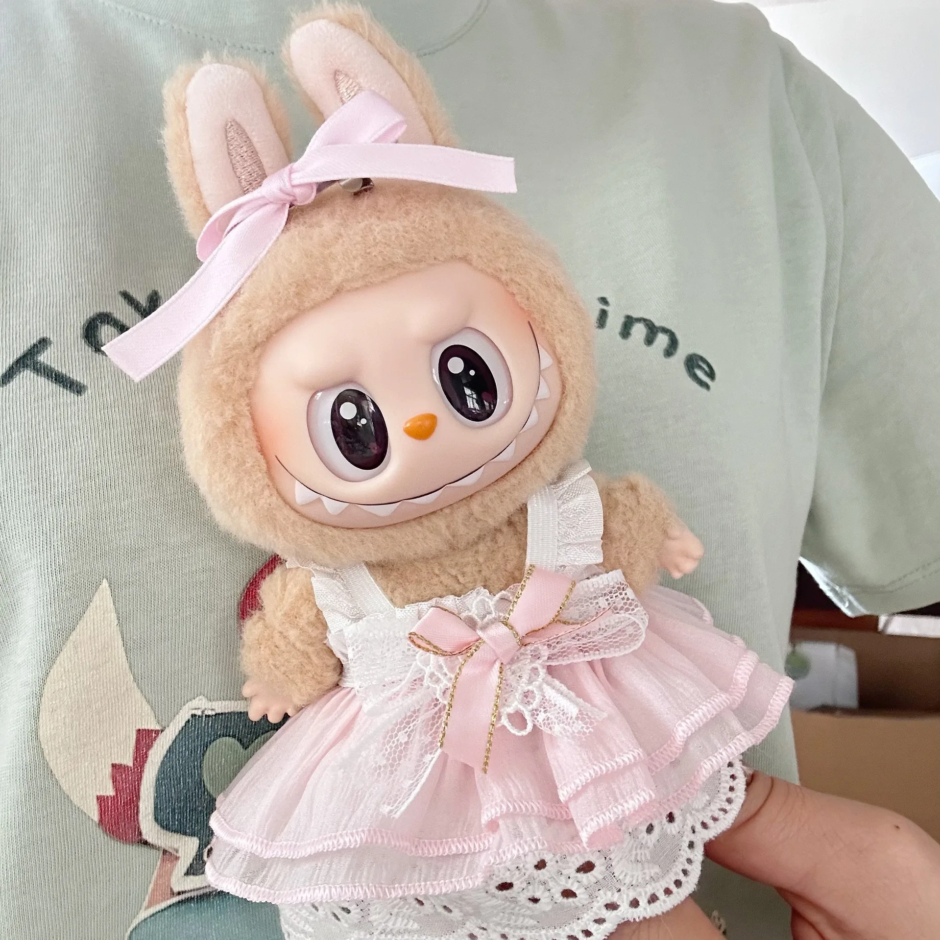 

For voor 17 cm Labubu/mokoko Poppenkleertjes outfit Kleding Hoodies Poppenkleertjes Poppen Accessoires Leuke decoratie