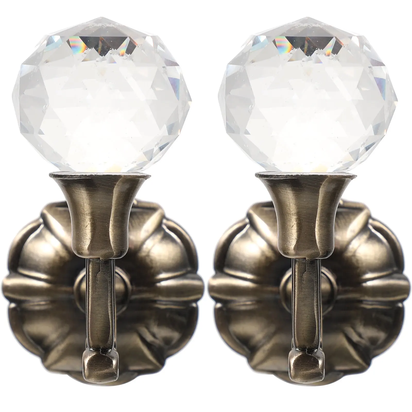 Pair Vintage Crystal Ball Curtain Hooks Premium Metal Drapery Holdbacks for Traditional Classical Modern Interiors Clothes Hat