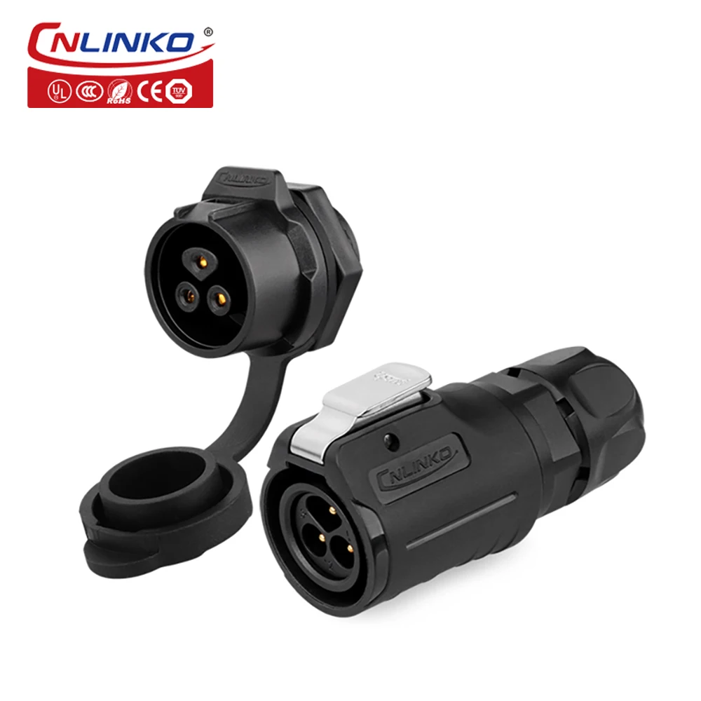 CNLINKO electric wire connector M16 male and female 3 Pin circular waterproof connector led light 10A 400V Plug Socket Connector