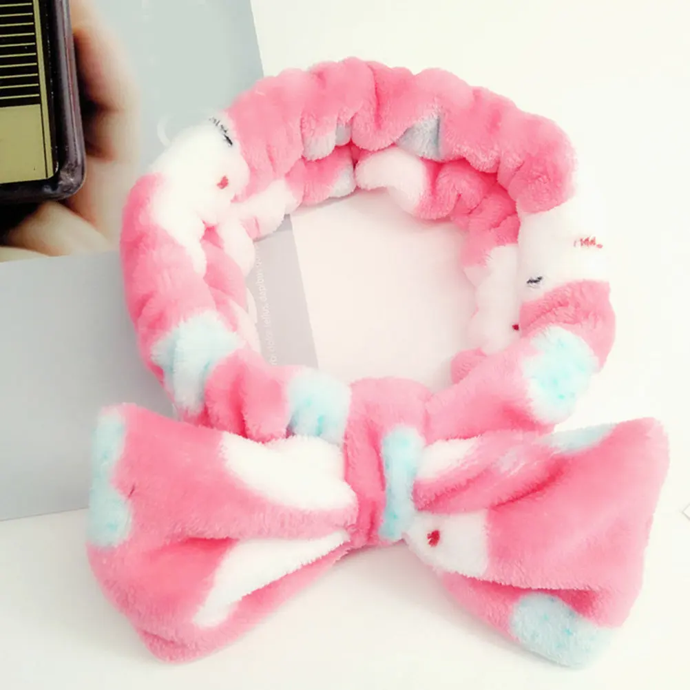 

7Pcs Coral Fleece Bow Knot Hair Band Set Absorbent Quick Dry Face Washing Makeup Headband Stretchy Comfortable Elastic Hair