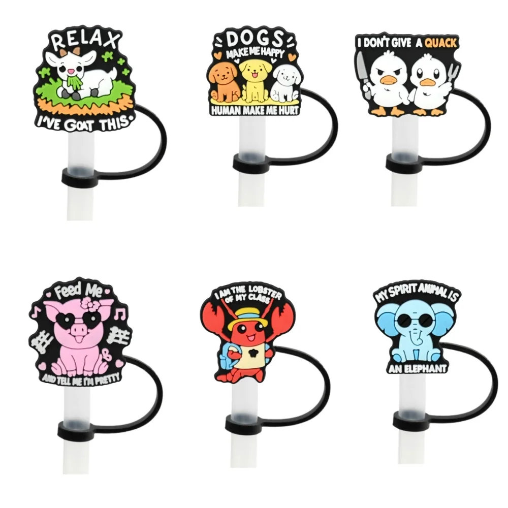 

1-12pcs Creativity Cartoon Straw Cover Cap 10MM Straw Plug Eco-friendly Splash Proof Drinking Cup Charms Pendent Home Party Gift