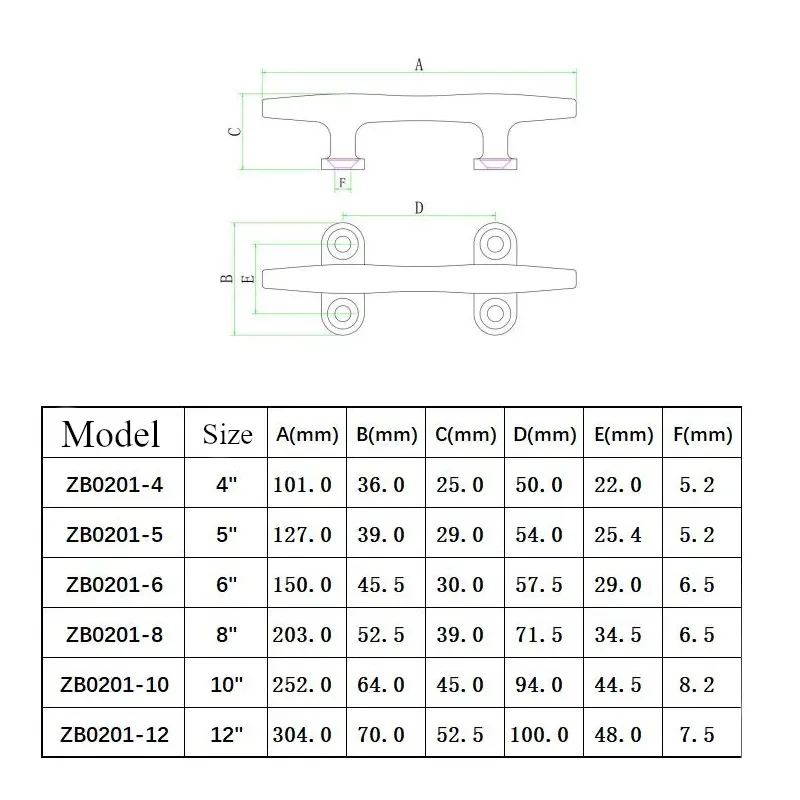 1pc marinho polido resistente barco grampo base oca grampo de aço inoxidável barco doca corda linha grampo 4/5/6/8/10/12 Polegada
