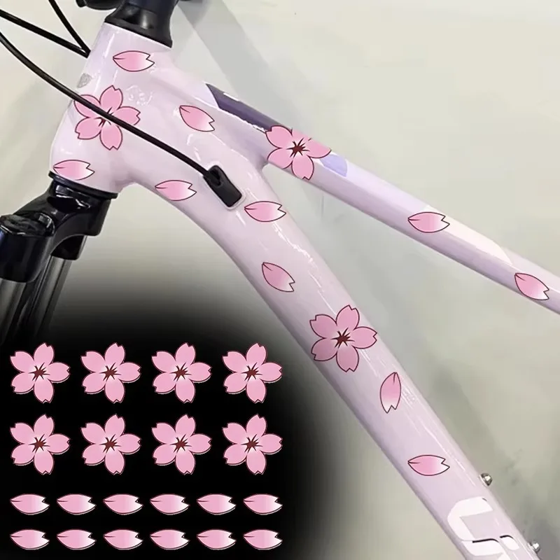 20pcs Beautiful Cherry Blossom Bike Decorative Stickers Suitable for DIY Mountain Bike Covering Scratches on Vehicle Body