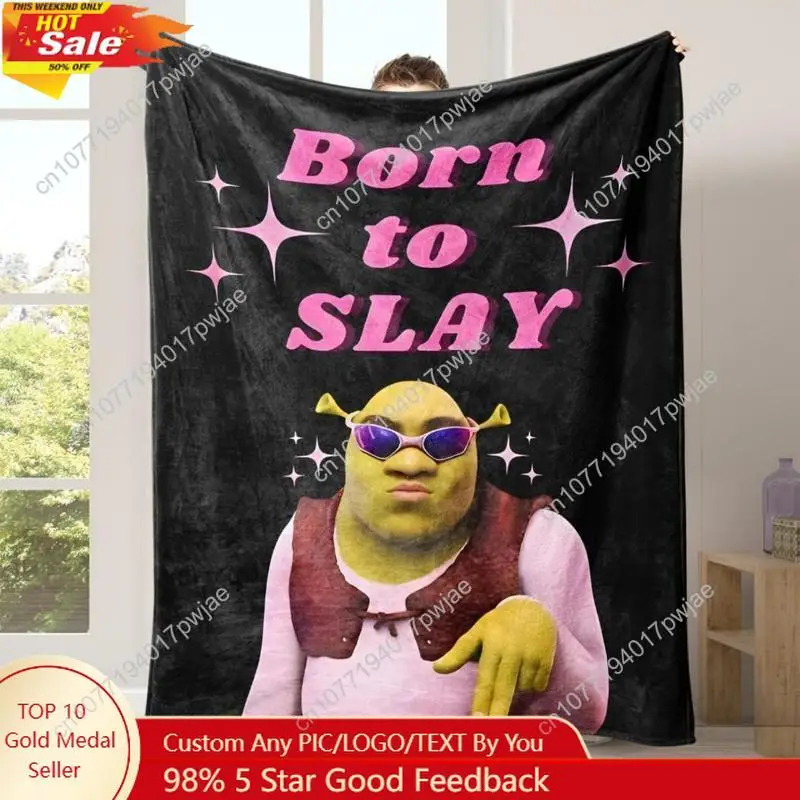 

Soft Funny Throw Blanket Cute Anime-Inspired "Born To Slay" Flannel Multipurpose Home Decor For Sofa And Bed Custom blankets