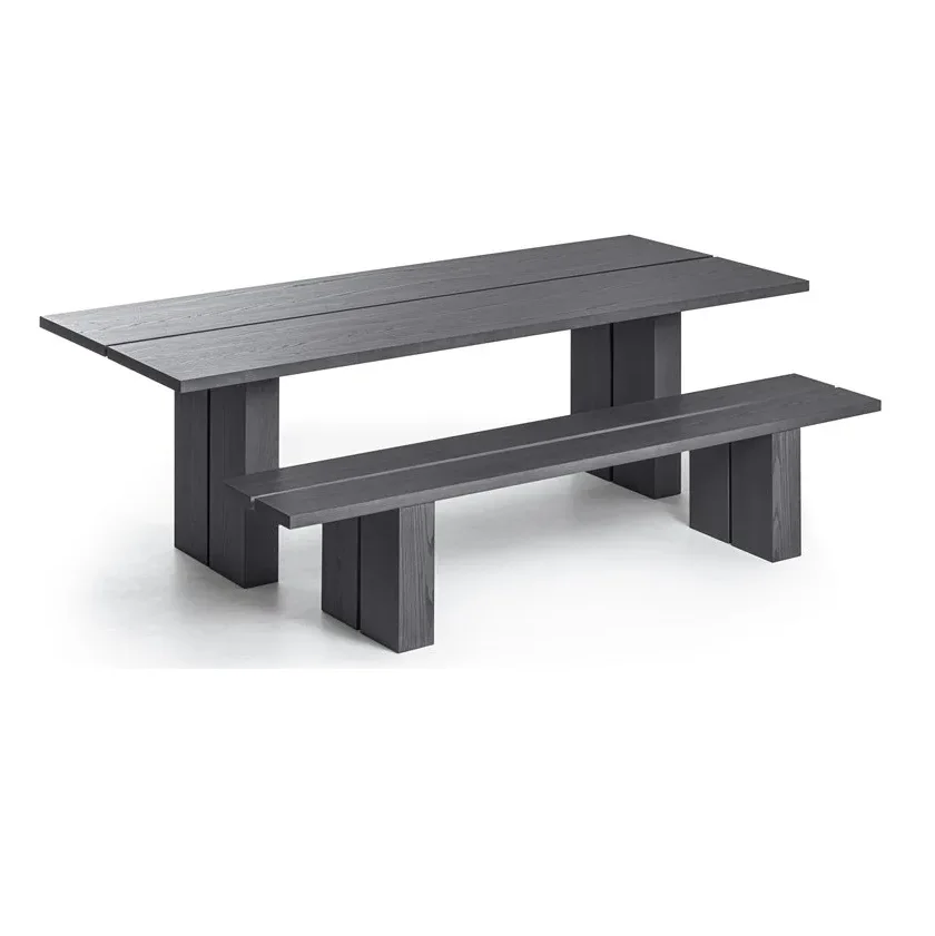 Minimalist Design Ash Solid Wood Black Simple Dining Table Set Wood Dining Table For Dining Room