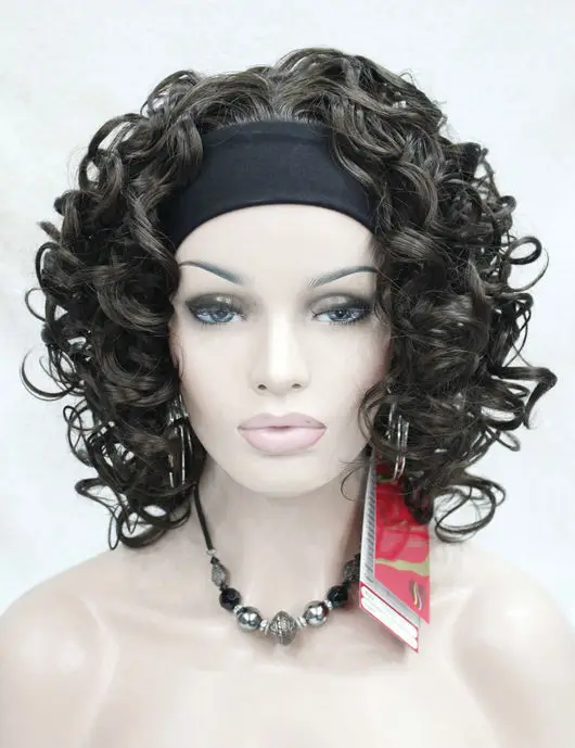 Women Spiral Curls 3/4 Half Full Headband Natural Wigs