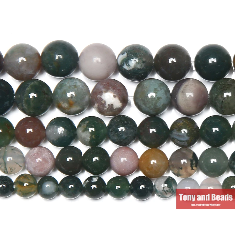 Natural Stone Smooth Indian Agate Round Loose Beads 15\