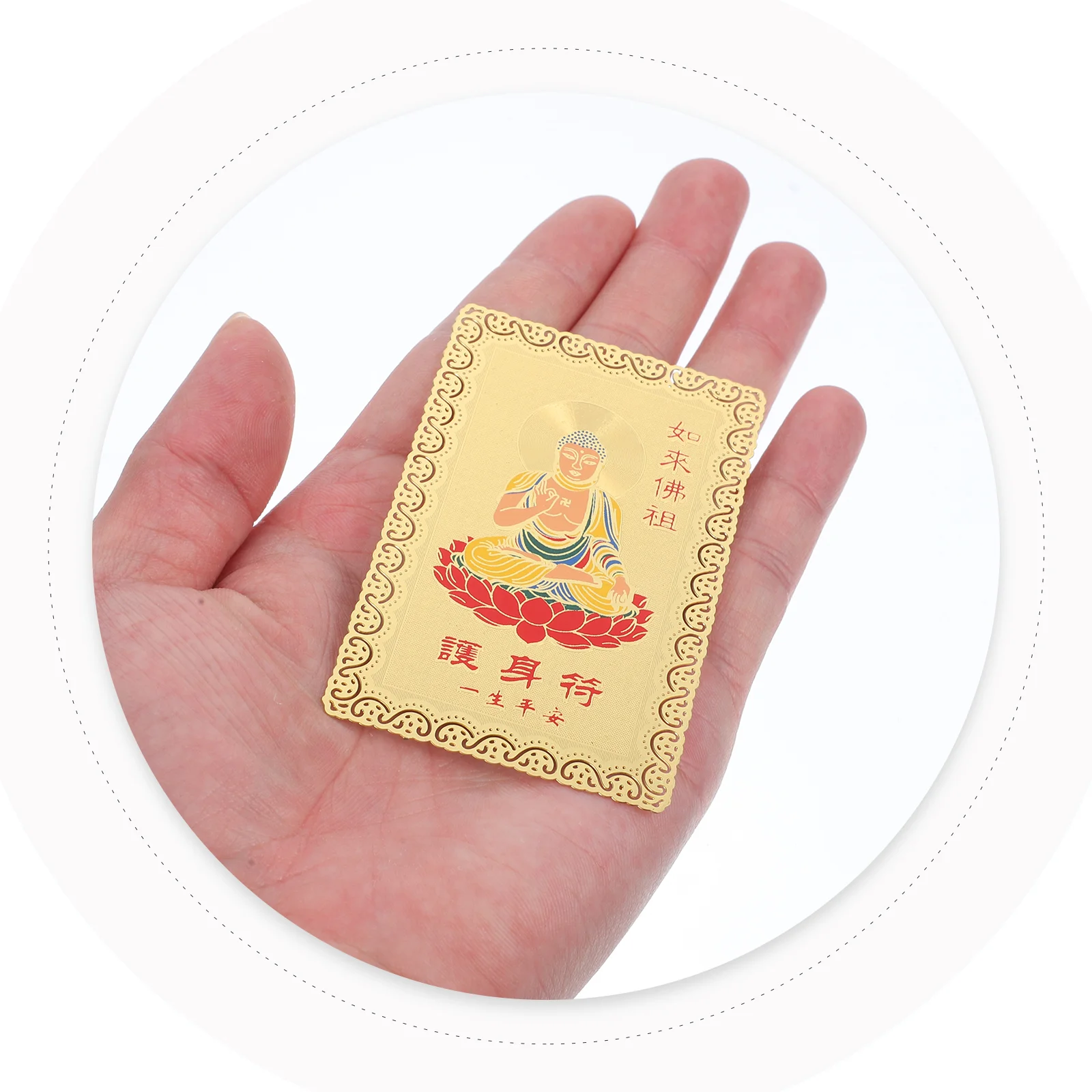 2 Pcs Universal Buddha Statue Card Cards Chinoiserie Decor Copper Protection Amulet