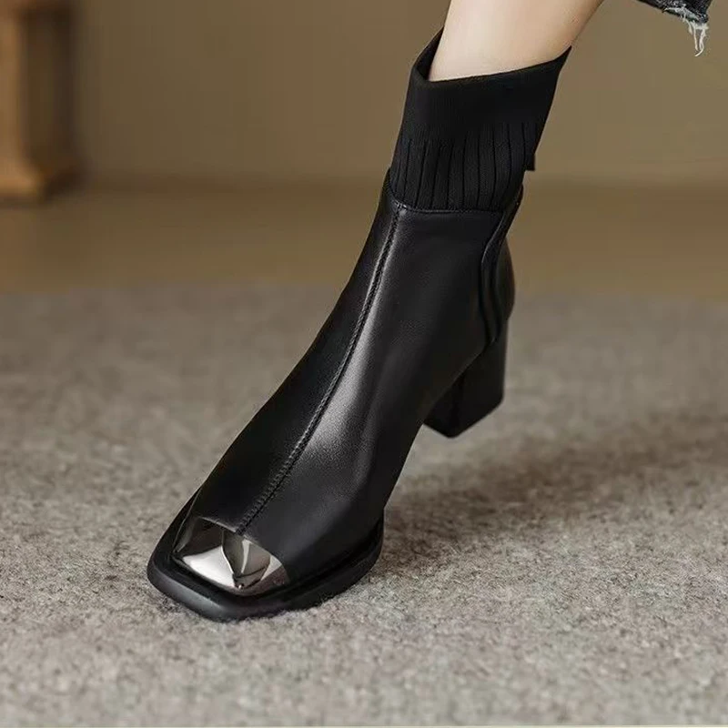 

High Heels Women's Ankle Boots Fashion Chunky Luxury Shoes for Woman Designer Pumps 2025 New Winter Elegant Mujer Chelsea Boots