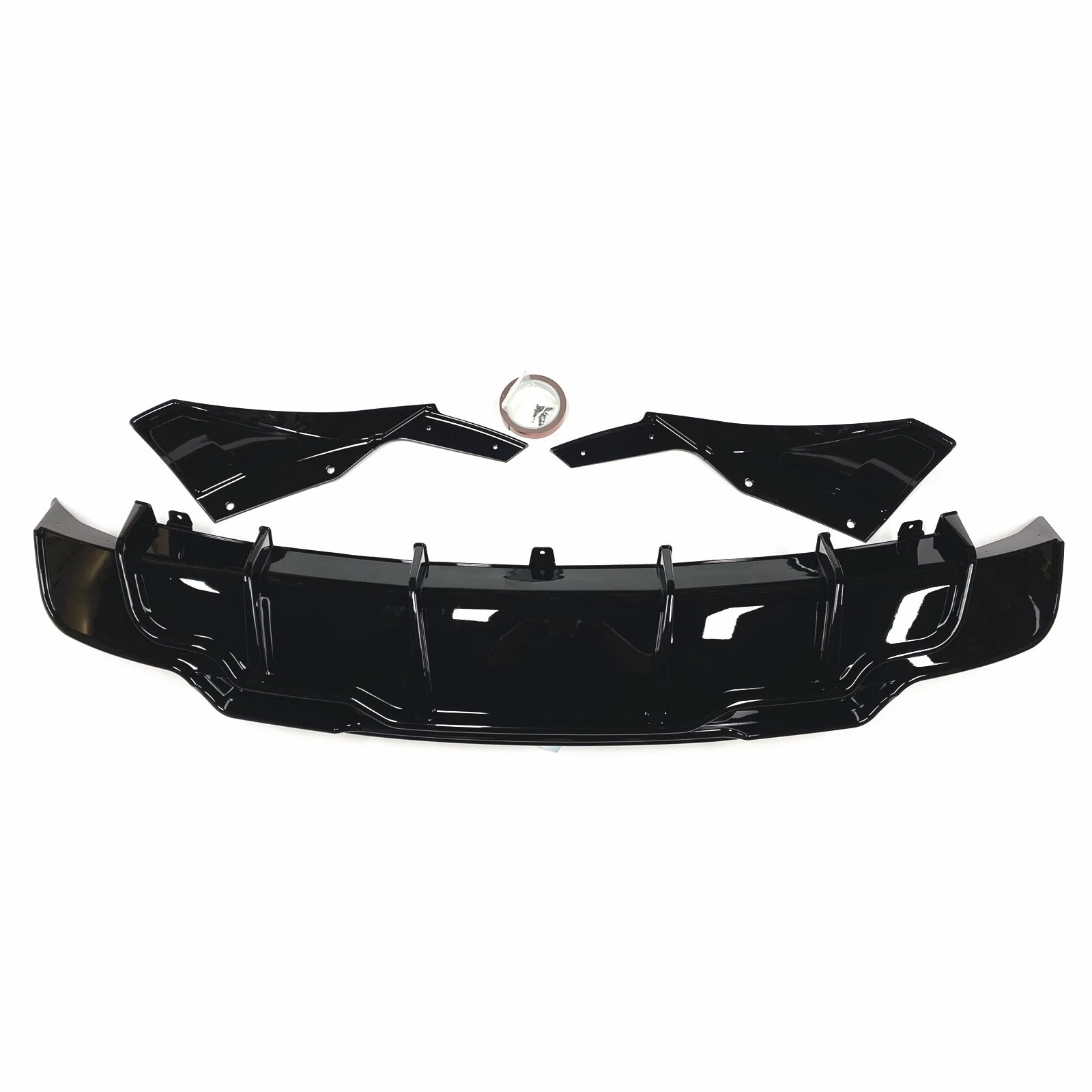 Для Tesla Model 3 Sedan 2017 2018 2019 2020-2023 4-дверный задний бампер, диффузор, губа + боковой спойлер, крышка, разветвитель, глянцевый черный