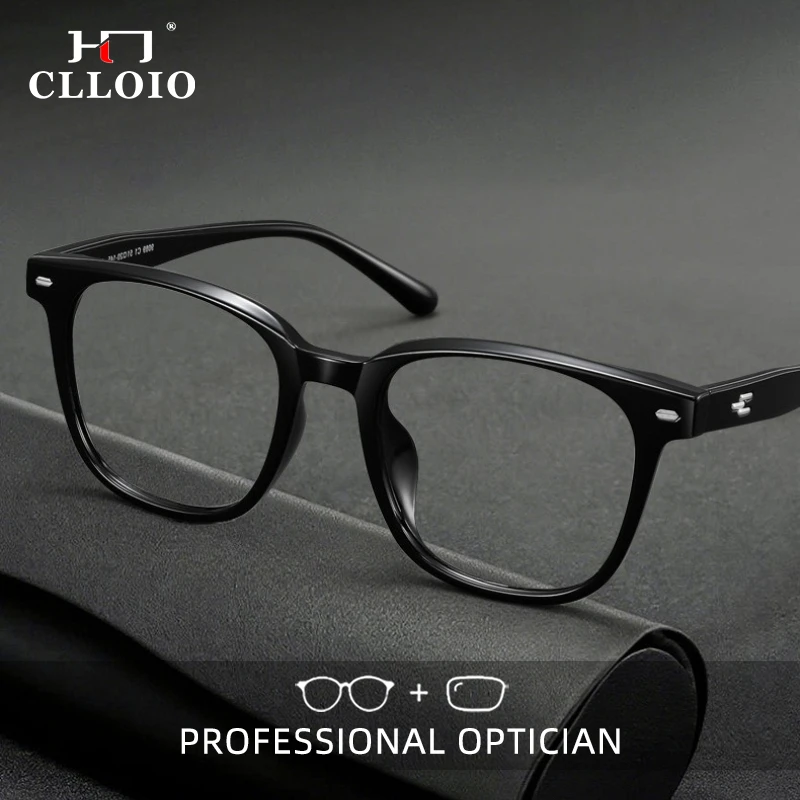 

CLLOIO Fashion Transparent Versatile Reading Glasses TR90 Frame Titanium Temple Anti Blue Light Progressive Prescription Eyewear