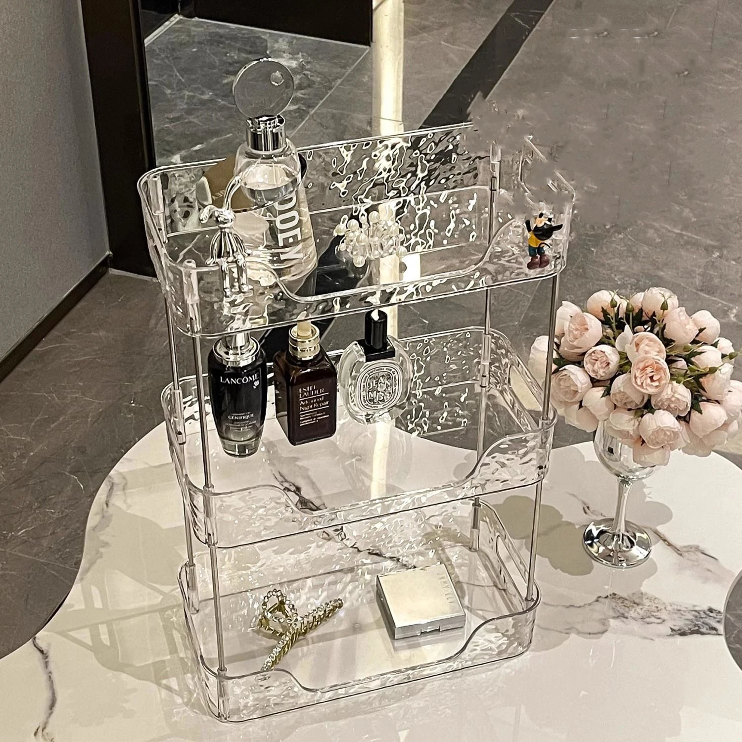 Acrylic Storage Organizer Shelf Of Bathroom Home Kitchen Makeup Skincare Shampoo Lipstick Tabletop Holder Cosmetic Desk Rack