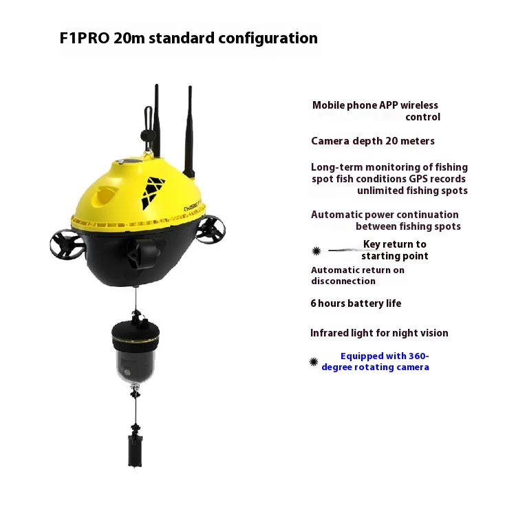 F1PRO Remote Control VisualFish Finder - HD Wireless Mobile PhoneInfrared Sonar Night Vision Underwater Camcorder