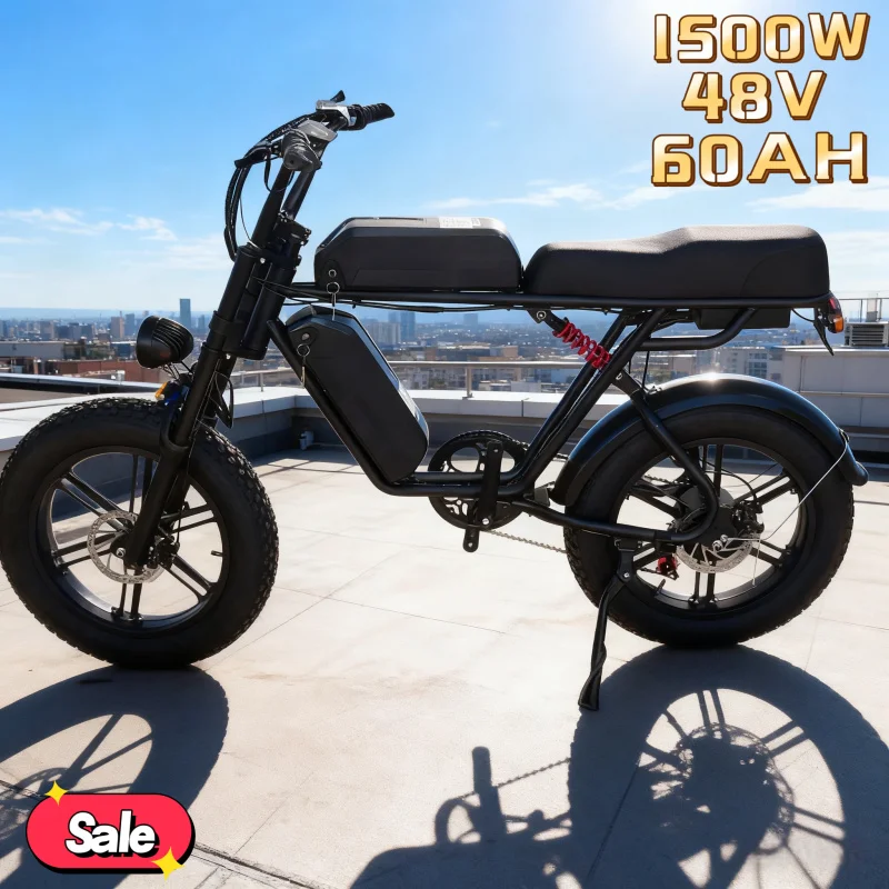 

Electric bicycle equipped with 1500W motor, 48V 60AH battery, super long battery life, adult sports off-road motorcycle