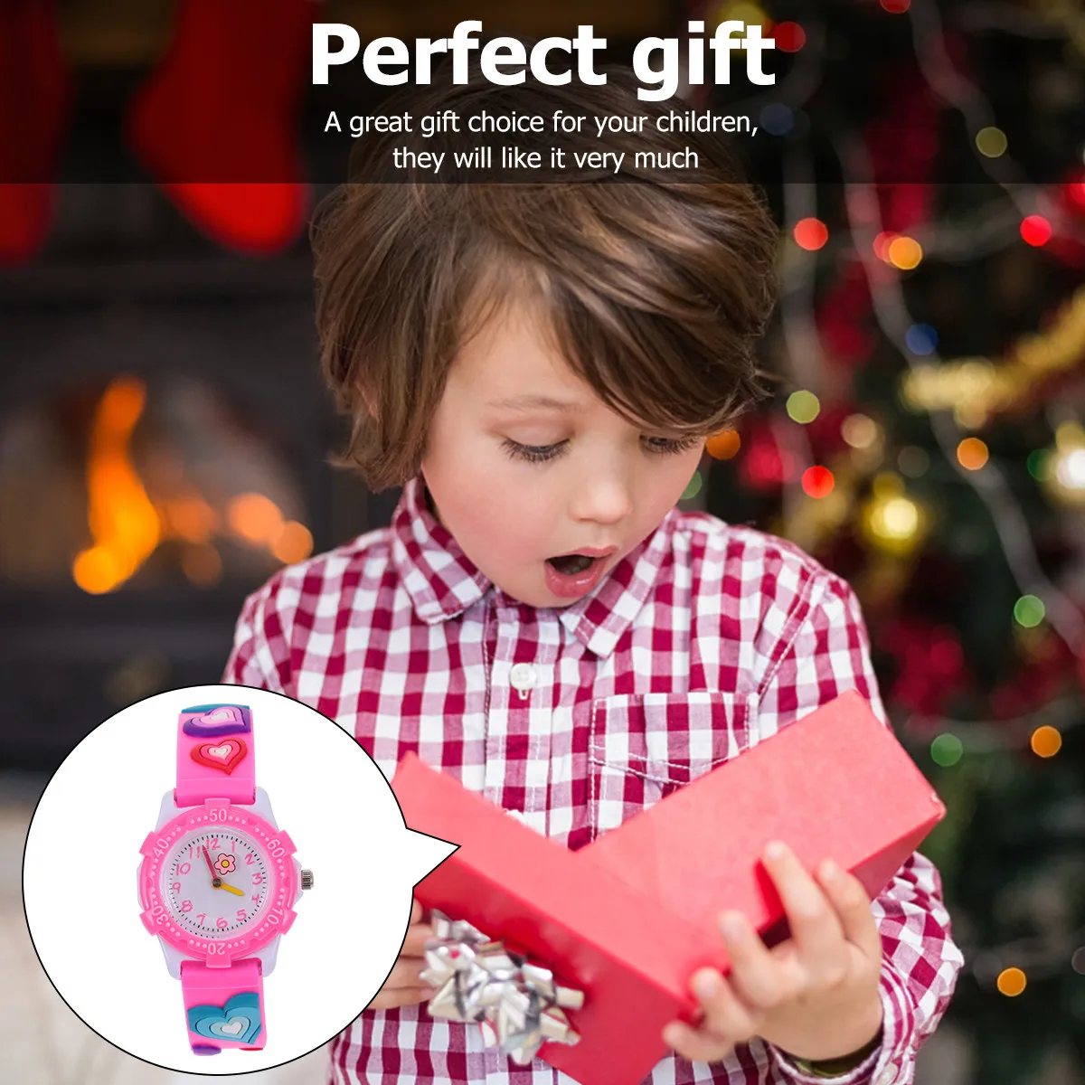 Cartoon Watch with Flower Pattern Lovely Design Adjustable Strap Daily Waterproof for Time Concept Learning