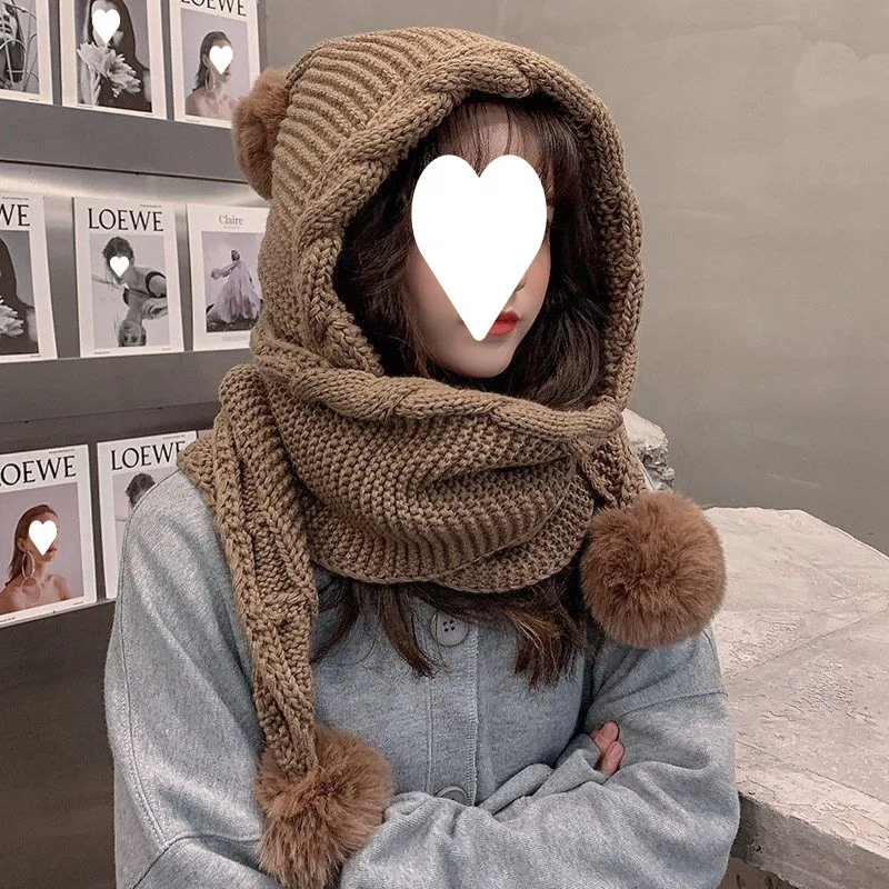 2025 Winter Hat & Scarf Combo for Women - Thick Knit Beanie with Pom Pom & Ear Flaps, One-Piece Wool Bonnet for Extreme Cold