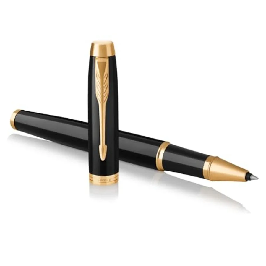 

IM Rollerball Pen, Black Lacquer Gold Trim with Fine Point Black Ink Refill, Gift Box 1931659